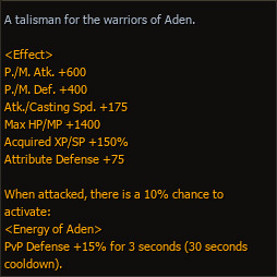 Blessed Talisman of Aden Lv. 1