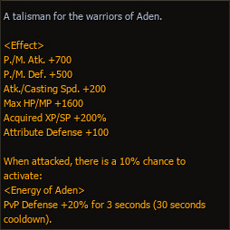 Blessed Talisman of Aden Lv. 2