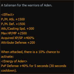 Blessed Talisman of Aden Lv. 5